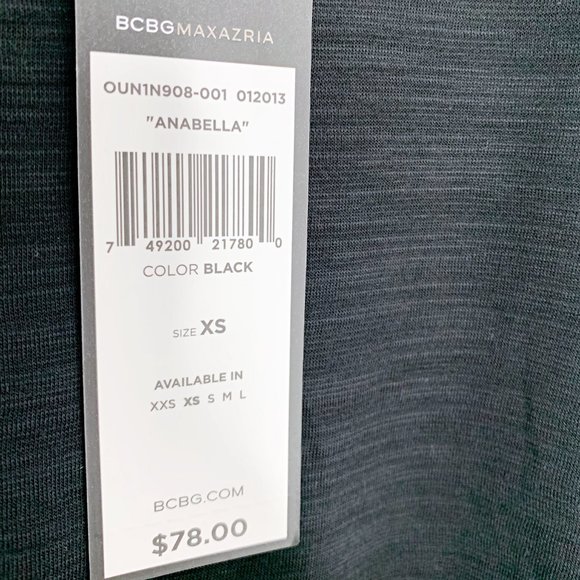 BCBGMAXAZRIA Anabella Pleated Cinch-Back Cap Sleeve Burnout Tee in Black - Picture 7 of 8